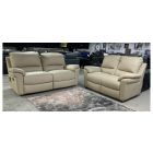 Charlton New Trend Cream Leather 3 Seater Electric With 2 Seater Static - Arms On Both Sofas Damaged (see images) Ex-Display Showroom Model 50644