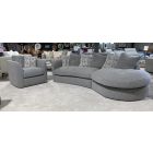 Victoria Grey Fabric Chaise Corner Sofa With Scatter Back And Matching Armchair - Ex-display Showroom Model