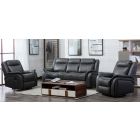 New Hampshire Grey Leathair 3 Seater Static + 2 Manual Recliner Armchairs