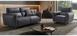 Baccarat Dark Grey Leather 3 + 1 Sofa Set With Chrome Legs Newtrend Available In A Range Of Leathers And Colours 10 Yr Frame 10 Yr Pocket Sprung 5 Yr Foam Warranty