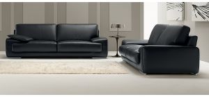 Evita Black Leather 3 + 2 Sofa Set With Chrome Legs Newtrend Available In A Range Of Leathers And Colours 10 Yr Frame 10 Yr Pocket Sprung 5 Yr Foam Warranty