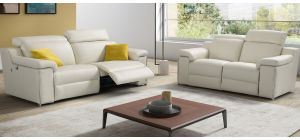 Avana White Leather 3 + 2 Sofa Set Electric Recliner With Chrome Legs Newtrend Available In A Range Of Leathers And Colours 10 Yr Frame 10 Yr Pocket Sprung 5 Yr Foam Warranty