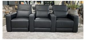 New Trend Black All Electric Theatre Recliner Sofa With Drinks Holders (Modular - Call For Additional Seat Price)