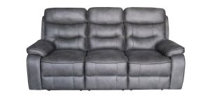 Gizelle 3 + 2 Grey Soft Hard Wearing Fabric High Back Manual Recliner Sofa Set With Contrast Piping