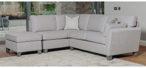 Trel Light Grey LHF Corner Sofa Breathable Linen Look Fabric With Solid Wooden Legs With A Limed Oak Finish