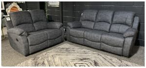 Digby 3 + 2 Grey Rhino Fabric Manual Recliner Sofa Set