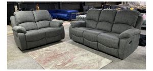 Cilia 3 + 2 Grey Rhino Fabric Manual Recliner Sofa Set