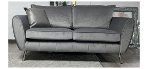 Milan 2 Grey Fabric Sofa With Chrome Legs Ex-Display Showroom Model 50980