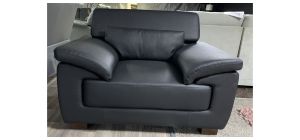 Devon Black Bonded Leather Armchair With Wooden Legs And Adjustable Headrests Ex-Display Showroom Model 50982