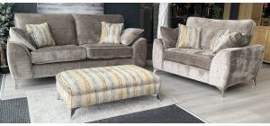 Cleveland Tote Collection Fabric 3 Seater + Loveseat And Footstool With Chrome Legs