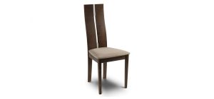 Cayman Dining Chair - Biscuit Coloured Linen - Walnut Coloured Lacquered Finish - Solid Beech