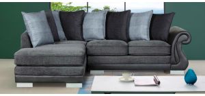 Evisa Grey Fabric LHF Corner Sofa With Chrome Legs and Scatter Back