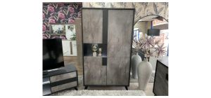 Baron 2 Door Cabinet Mat Black With Ceramic Oxide Veneer With LED Lighting