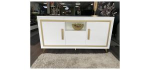 Dolce High Gloss White And Gold Sideboard With LED Lighting