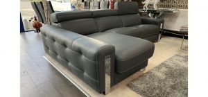 Dubai Semi Aniline Leather Corner Sofa LHF Grey Pedro Ortiz Hand Made Sofa