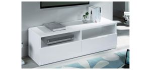 Manhattan High Gloss 2 Drawer Media Unit - White High Gloss Lacquer - Lacquered MDF