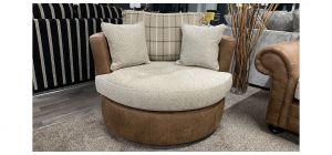 Darwin Two Tone Brown Fabric Swivel Chair - Other Colours Available (See Images)