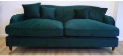 Elizabeth 3 + 2 Teal Plush Velvet Fabric Sofa Set With Wooden Feet With Castor Wheels (Front Only)
