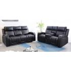 Relax 3 + 2 Black Endurance Fabric Electric Recliner Media Sofas With Speakers USC Drinks Holders And Reading Light Wireless Charger