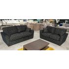 Fantasia Black Fabric 3 + 2 Sofa Set With Wooden Legs Ex-Display Showroom Model 51136