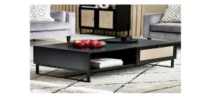 Padstow Coffee Table - Black - Rattan - Melamine