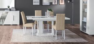 Lisa White 1.6m Dining Table With Six Cream Chairs