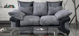 Dino Fabric 2 Seater Monty Metropolis Black and Grey Delivery up to 21-28 days