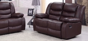 Roman Brown Recliner Leather Sofa 2 Seater Bonded Leather - 6 Weeks Delivery