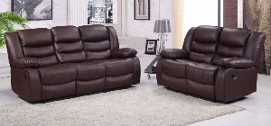 Roman Brown Recliner Leather Sofa Set 3 + 2 Seater Bonded Leather - 6 Weeks Delivery