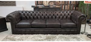 Bedford Chesterfield Handmade 4 Seater Plus Armchair Aniline Leather Anthracite Grey With Studded Arms And Wooden Legs - 4 Week Bespoke Build - Call For Colour Options