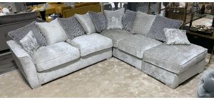 Wimslow Grey RHF Fabric Corner Sofa With Scatter Back And Chrome Legs