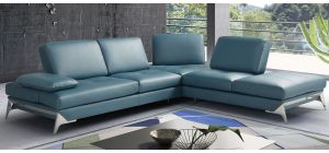 Andrew Turquoise RHF Leather Corner Sofa With Chrome Legs Newtrend Available In A Range Of Leathers And Colours 10 Yr Frame 10 Yr Pocket Sprung 5 Yr Foam Warranty