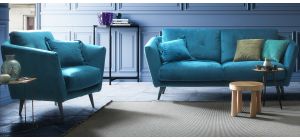 Cave Turquoise Fabric 3 + 1 Sofa Set With Wooden Legs Newtrend Available In A Range Of Leathers And Colours 10 Yr Frame 10 Yr Pocket Sprung 5 Yr Foam Warranty