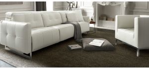 Duke White Leather 3 + 1 Sofa Set With Chrome Legs Newtrend Available In A Range Of Leathers And Colours 10 Yr Frame 10 Yr Pocket Sprung 5 Yr Foam Warranty