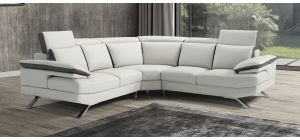 Glenda White 2C2 Leather Adjustable Corner Sofa With Chrome Legs Newtrend Available In A Range Of Leathers And Colours 10 Yr Frame 10 Yr Pocket Sprung 5 Yr Foam Warranty