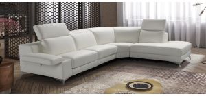 Hypnose White RHF Electric Leather Corner With Speaker Storage And Chrome Legs Newtrend Available In A Range Of Leathers And Colours 10 Yr Frame 10 Yr Pocket Sprung 5 Yr Foam Warranty