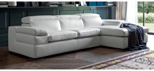 Miro White RHF Adjustable Headrest And Arms Leather Corner Sofa With Wooden Legs Newtrend Available In A Range Of Leathers And Colours 10 Yr Frame 10 Yr Pocket Sprung 5 Yr Foam Warranty