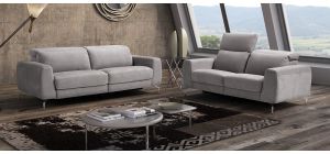 Morgana Grey Suede 3 + 2 Electric Recliner Sofas With Chrome Legs Newtrend Available In A Range Of Leathers And Colours 10 Yr Frame 10 Yr Pocket Sprung 5 Yr Foam Warranty