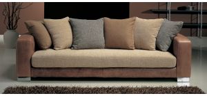 Nunzia Brown 4 Seater Fabric Sofa With Adjustable Seating And Chrome Legs Newtrend Available In A Range Of Leathers And Colours 10 Yr Frame 10 Yr Pocket Sprung 5 Yr Foam Warranty