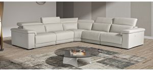 Palinuro White 2C2 Leather Electric Corner With Adjustable Headrests And Wooden Legs Newtrend Available In A Range Of Leathers And Colours 10 Yr Frame 10 Yr Pocket Sprung 5 Yr Foam Warranty