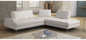 Voyager White RHF Leather Corner With Adjustable Seating And Chrome Legs Newtrend Available In A Range Of Leathers And Colours 10 Yr Frame 10 Yr Pocket Sprung 5 Yr Foam Warranty