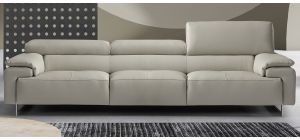 Wish Light Grey Leather 3 + 2 Sofa Set With Adjustable Headrests And Chrome Legs Newtrend Available In A Range Of Leathers And Colours 10 Yr Frame 10 Yr Pocket Sprung 5 Yr Foam Warranty