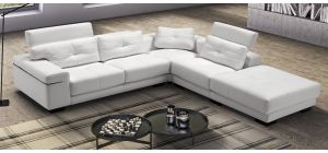 Record White RHF Leather Corner Sofa With Adjustable Headrests Newtrend Available In A Range Of Leathers And Colours 10 Yr Frame 10 Yr Pocket Sprung 5 Yr Foam Warranty