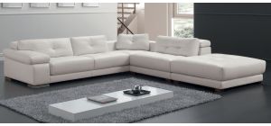 Santer White RHF Leather Corner Sofa With Adjustable Headrests And Wooden Legs Newtrend Available In A Range Of Leathers And Colours 10 Yr Frame 10 Yr Pocket Sprung 5 Yr Foam Warranty