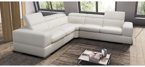 Sensation White 2C2 Leather Corner Sofa With Wooden Legs And Adjustable Headrests Newtrend Available In A Range Of Leathers And Colours 10 Yr Frame 10 Yr Pocket Sprung 5 Yr Foam Warranty