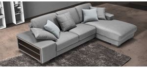Arrone Silver RHF Fabric Corner Sofa With Side Storage And Wooden Legs Newtrend Available In A Range Of Leathers And Colours 10 Yr Frame 10 Yr Pocket Sprung 5 Yr Foam Warranty