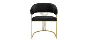 Pair Of Black And Gold Grandeur Dining Table Chairs With Plush Velvet Seat