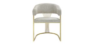 Pair Of Cream And Gold Grandeur Dining Table Chairs With Plush Velvet Seat