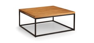 Brooklyn Square Coffee Table - Oak - Rustic Oak - Solid Oak & Gunmetal