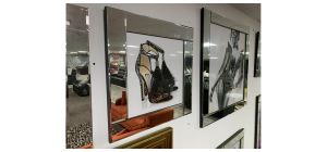 Black Shoes With Tassels Scene Print With Mirrored Frame - Sold As Seen - Ex-display Showroom Product 49282